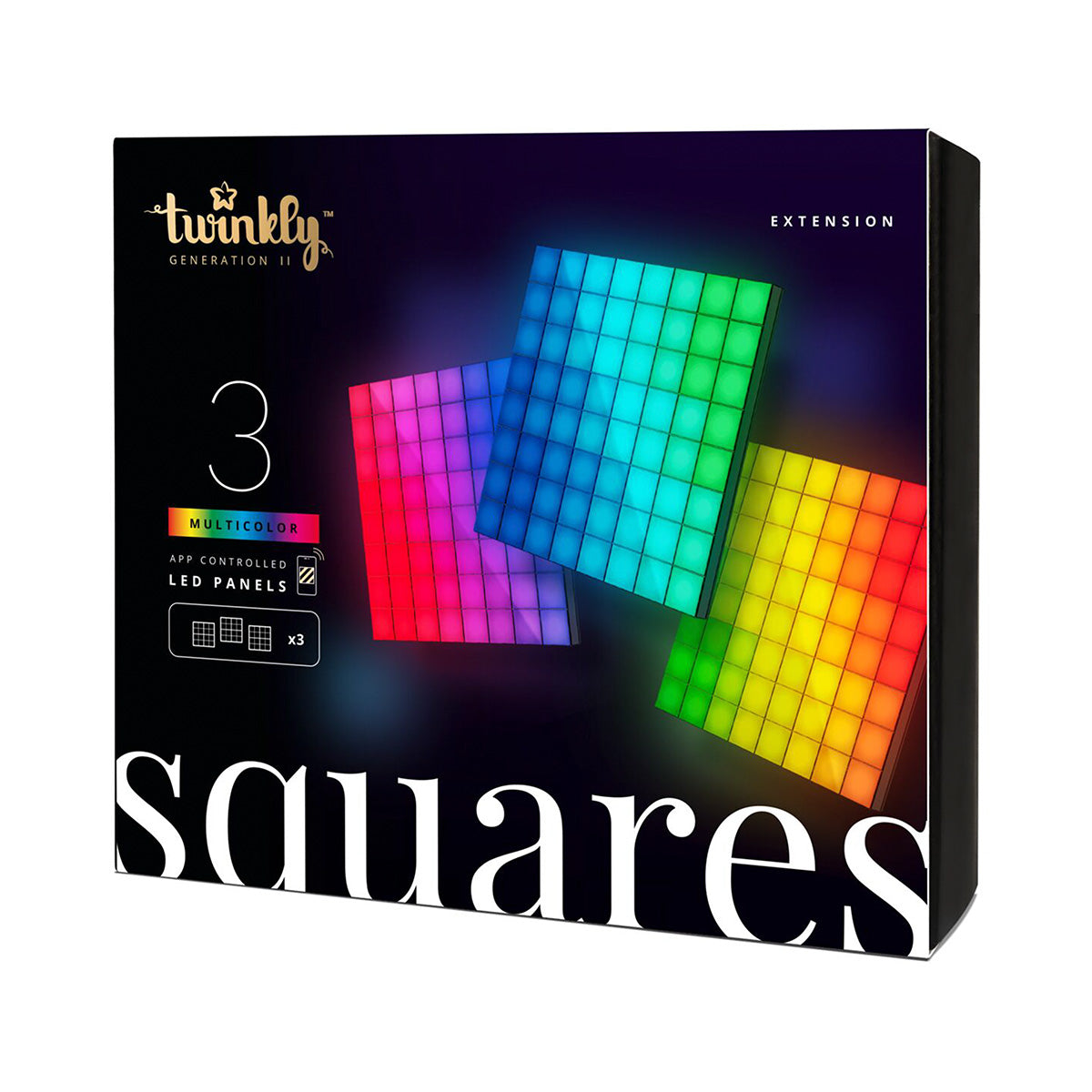 3 Smart App Controlled Twinkly Square Blocks Extension Kit - Gen II