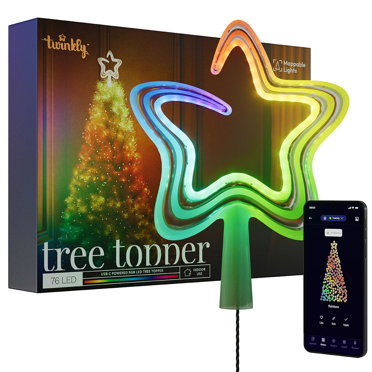 28cm Twinkly Smart App Controlled Christmas Star Tree Topper