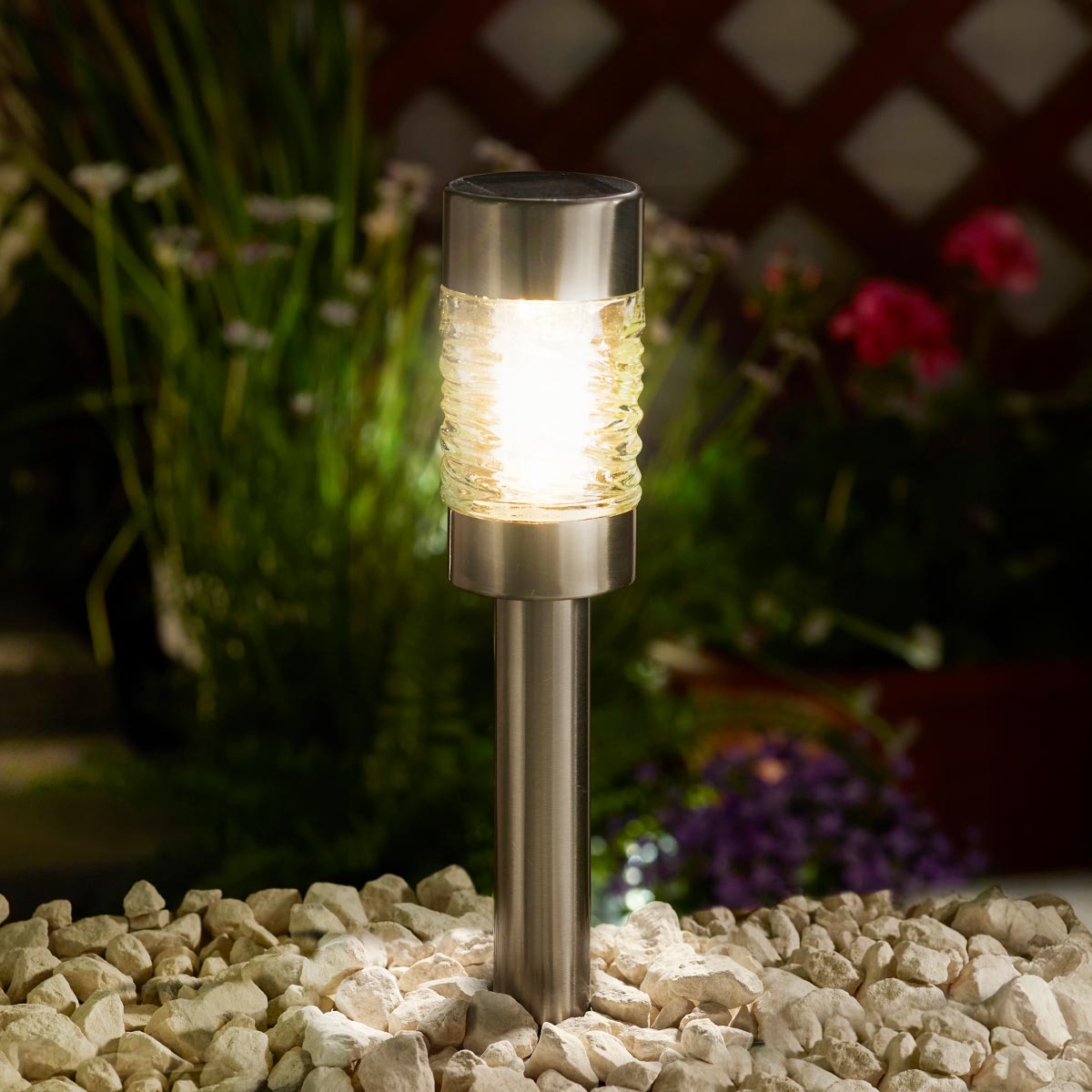 4 Martini Solar Stake Lights Stainless Steel 25cm