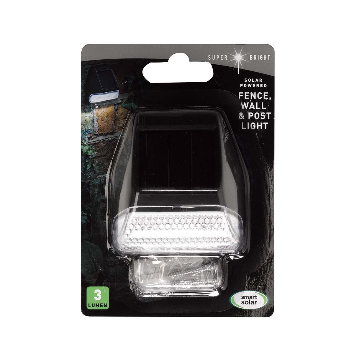4 Premium Solar Fence, Wall & Post Lights Super Bright White LEDs