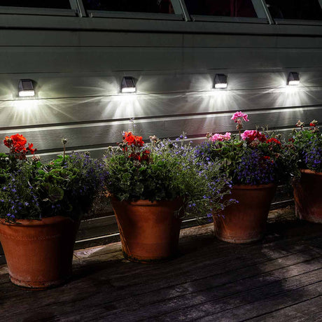 4 Premium Solar Fence, Wall & Post Lights Super Bright White LEDs