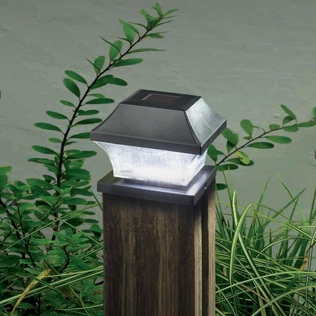 4 Solar Post Lights White LEDs