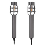 2 Grey Solar Path Lights Filament Effect