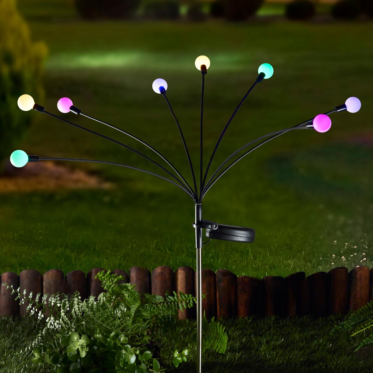 Solar 8-Stem GloGlobe Pastel Stake Lights, Multicoloured LEDs