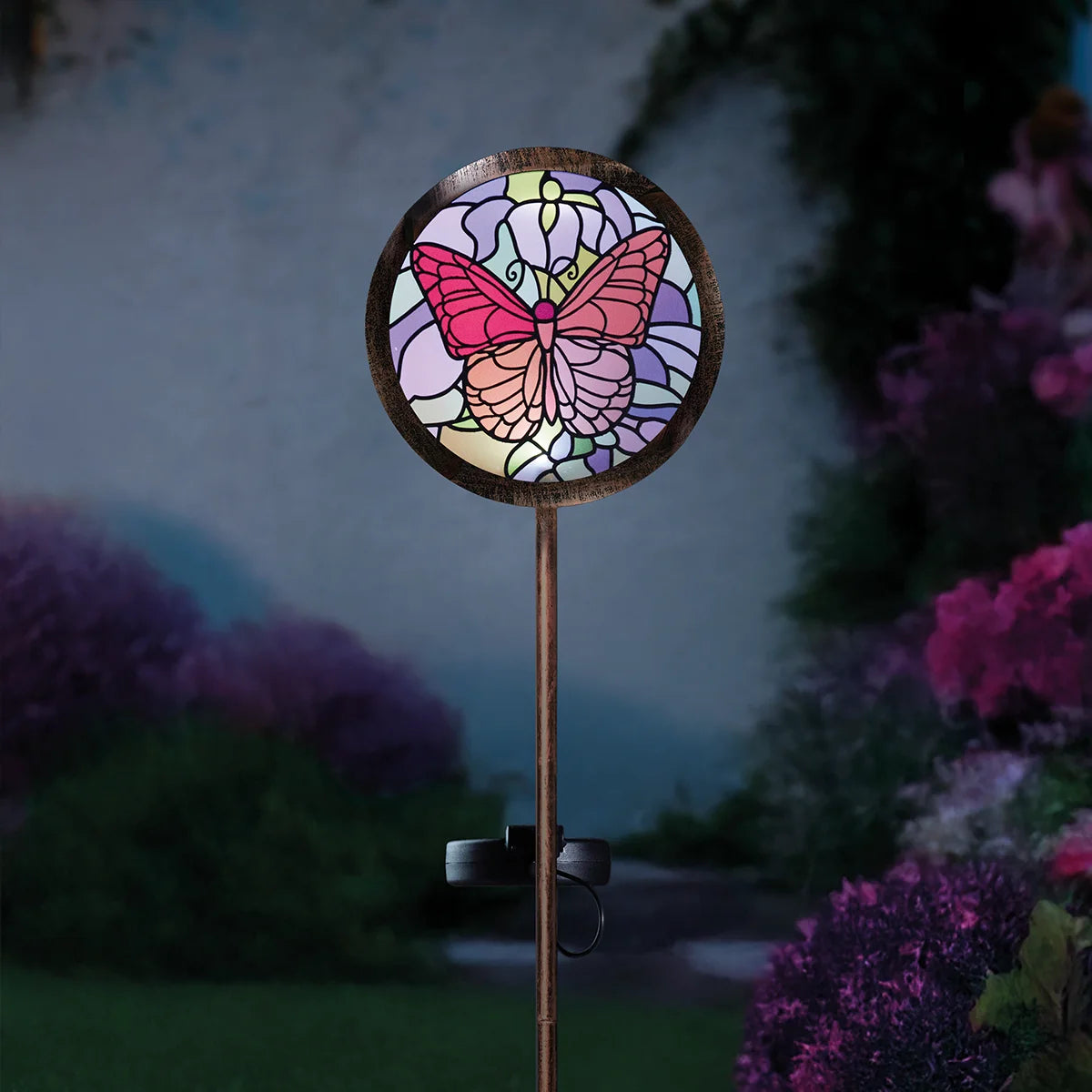 Solar Stake Light Tiffany Butterfly 90cm