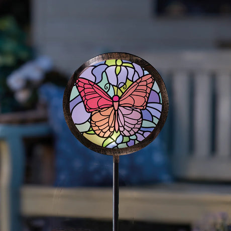 Solar Stake Light Tiffany Butterfly 90cm