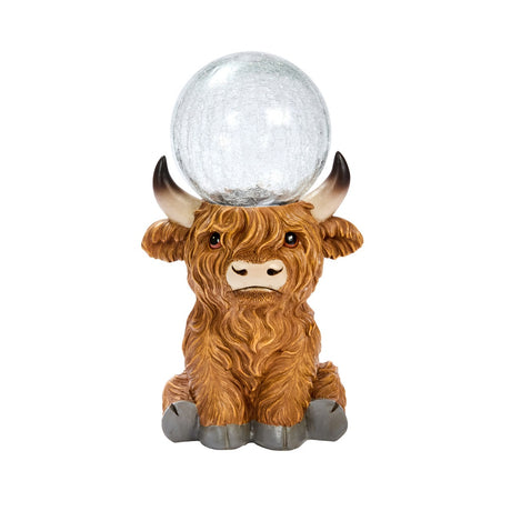 Solar Animal Light Highland Cow Orb Garden Ornament
