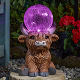 Solar Animal Light Highland Cow Orb Garden Ornament