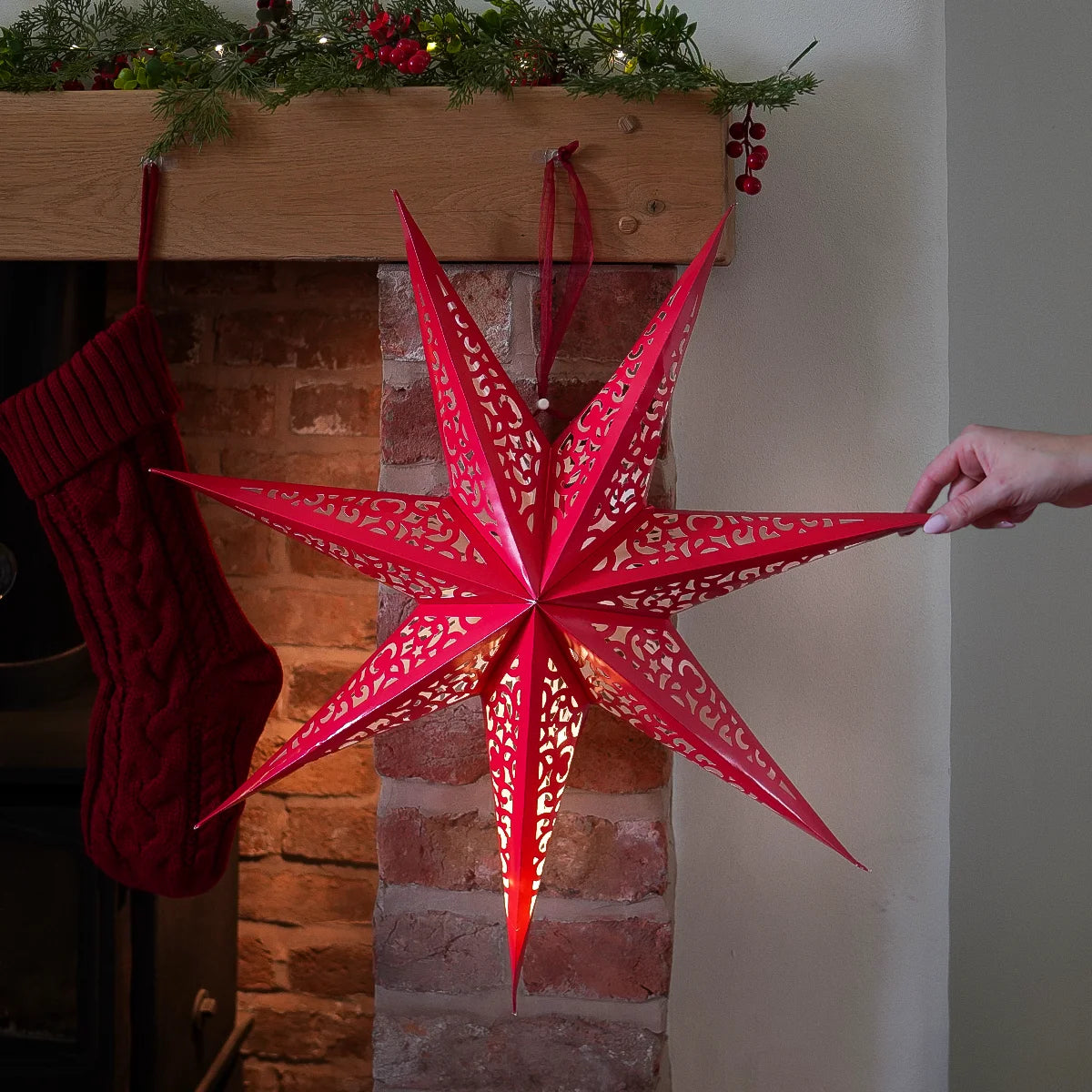 60cm Paper Star Light Christmas Window Decoration Battery Operated