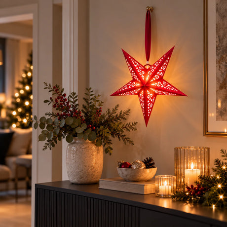 40cm Paper Star Lights Christmas Window Decoration Battery Operated