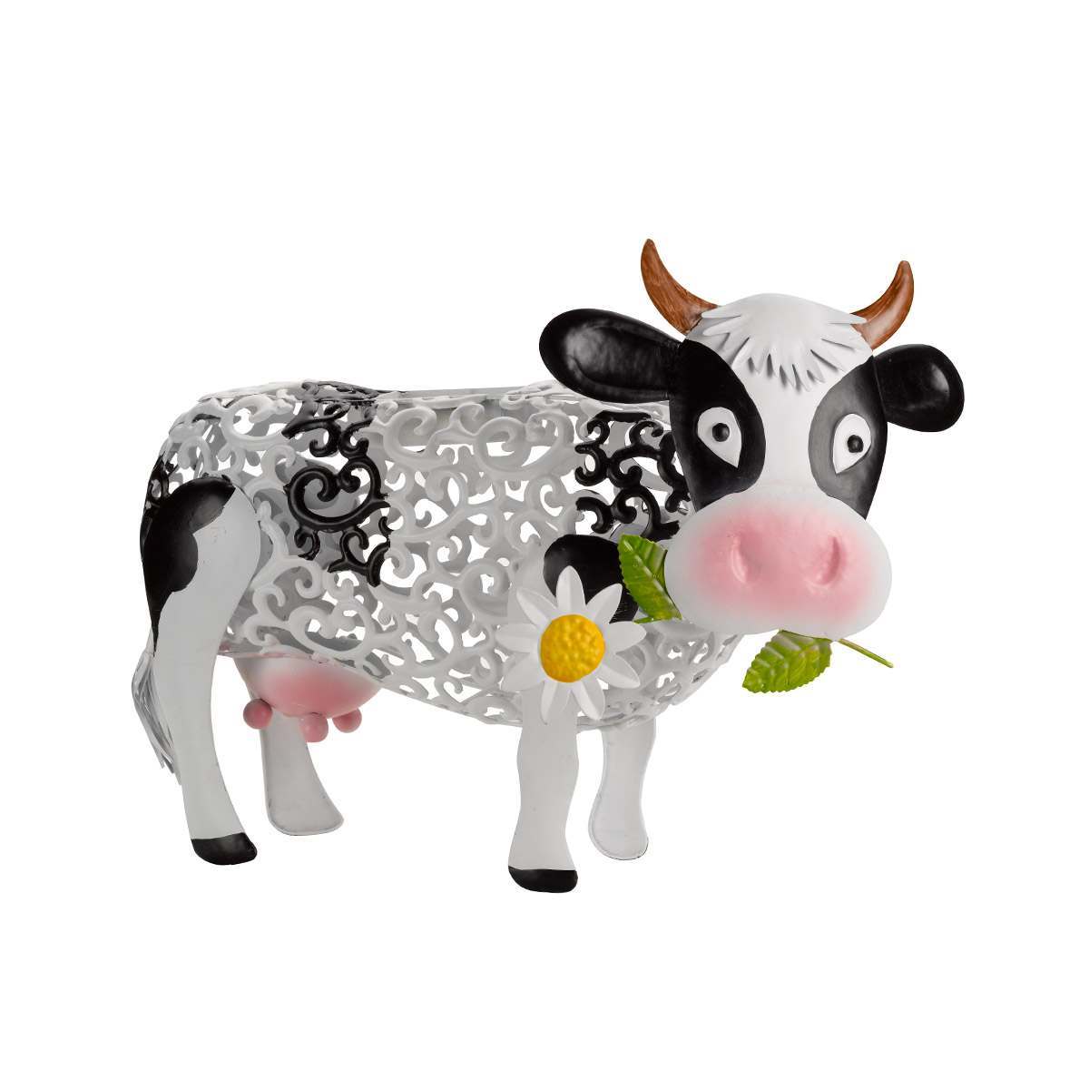 Solar Garden Ornament Daisy the Cow White & Colour Changing LEDs 25cm