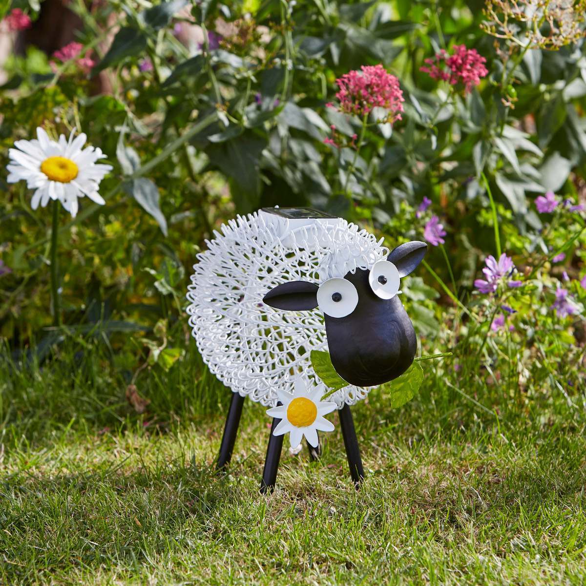Solar Garden Ornament Dolly the Sheep White & Colour Changing LEDs 26cm
