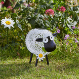Solar Garden Ornament Dolly the Sheep White & Colour Changing LEDs 26cm