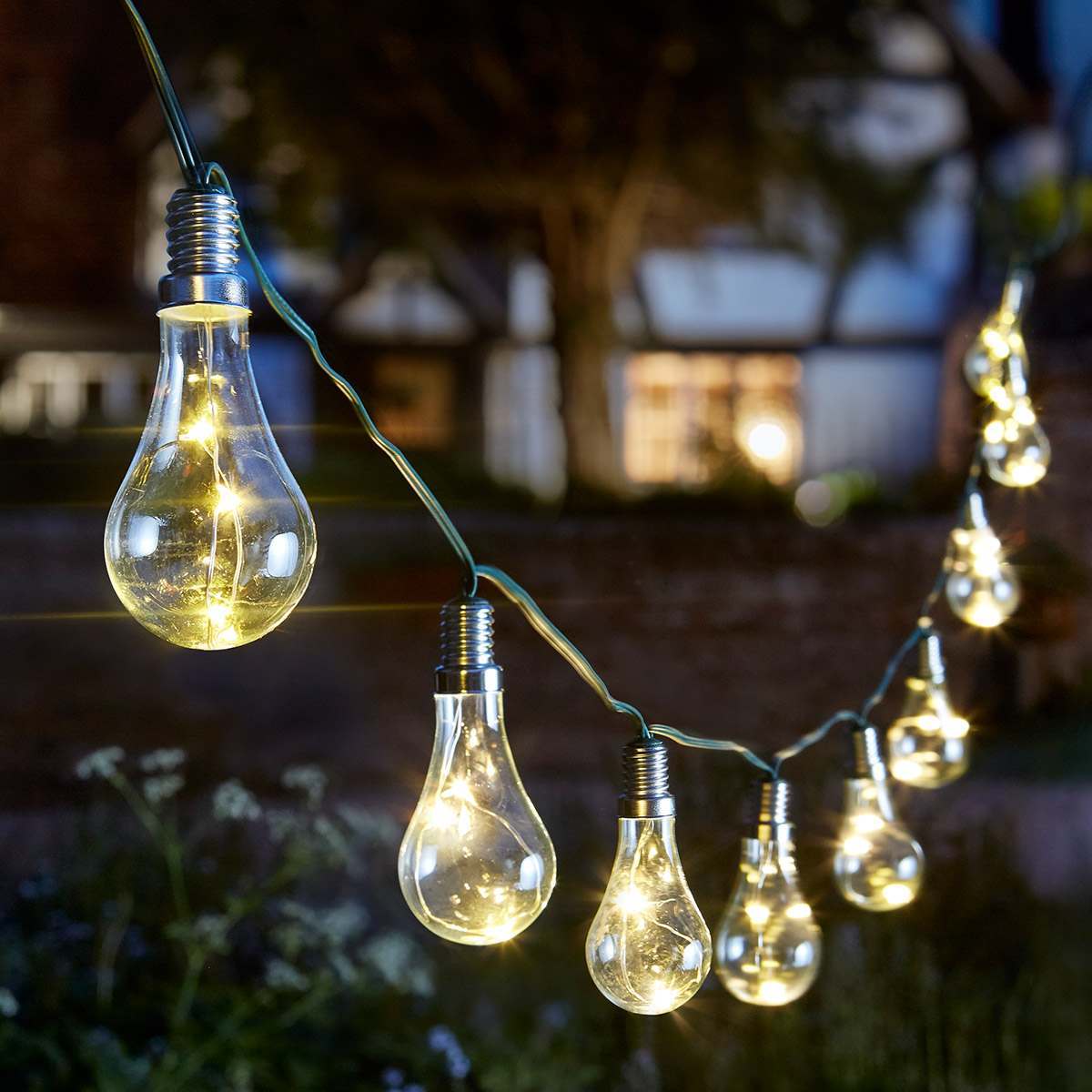 10 Solar Festoon Lights Warm White 1.8m