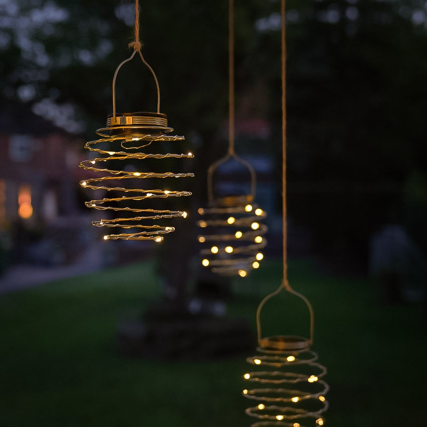 4 Hanging Spiral Solar Lights 19cm