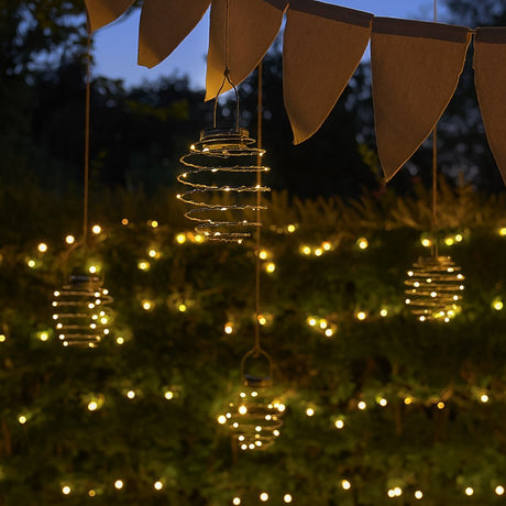 4 Hanging Spiral Solar Lights 19cm