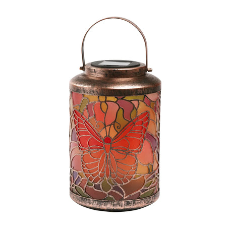 Solar Outdoor Lantern Tiffany Butterfly 24cm
