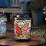 Solar Outdoor Lantern Tiffany Butterfly 24cm