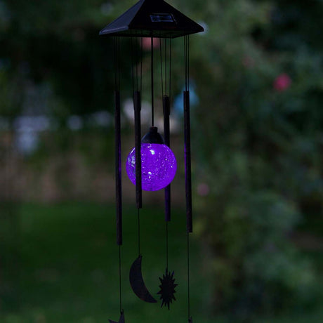 Solar Wind Chime Sun, Moon & Star Colour Changing LED