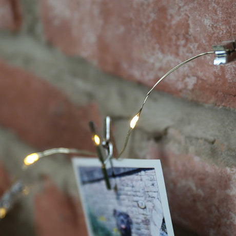 2m Battery Silver Firefly Wire Peg Fairy Lights