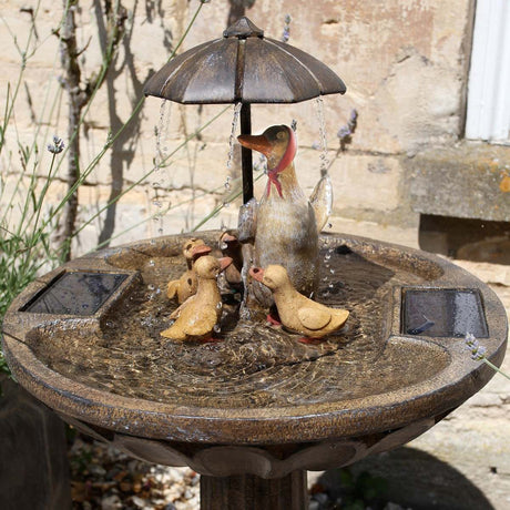 Solar Water Feature Duck Family 84cm