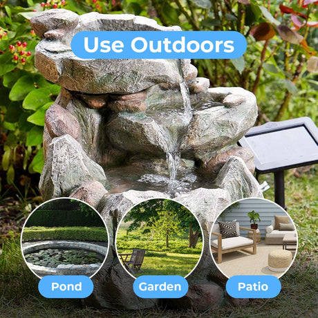 Solar Water Feature Rock Fall 51cm