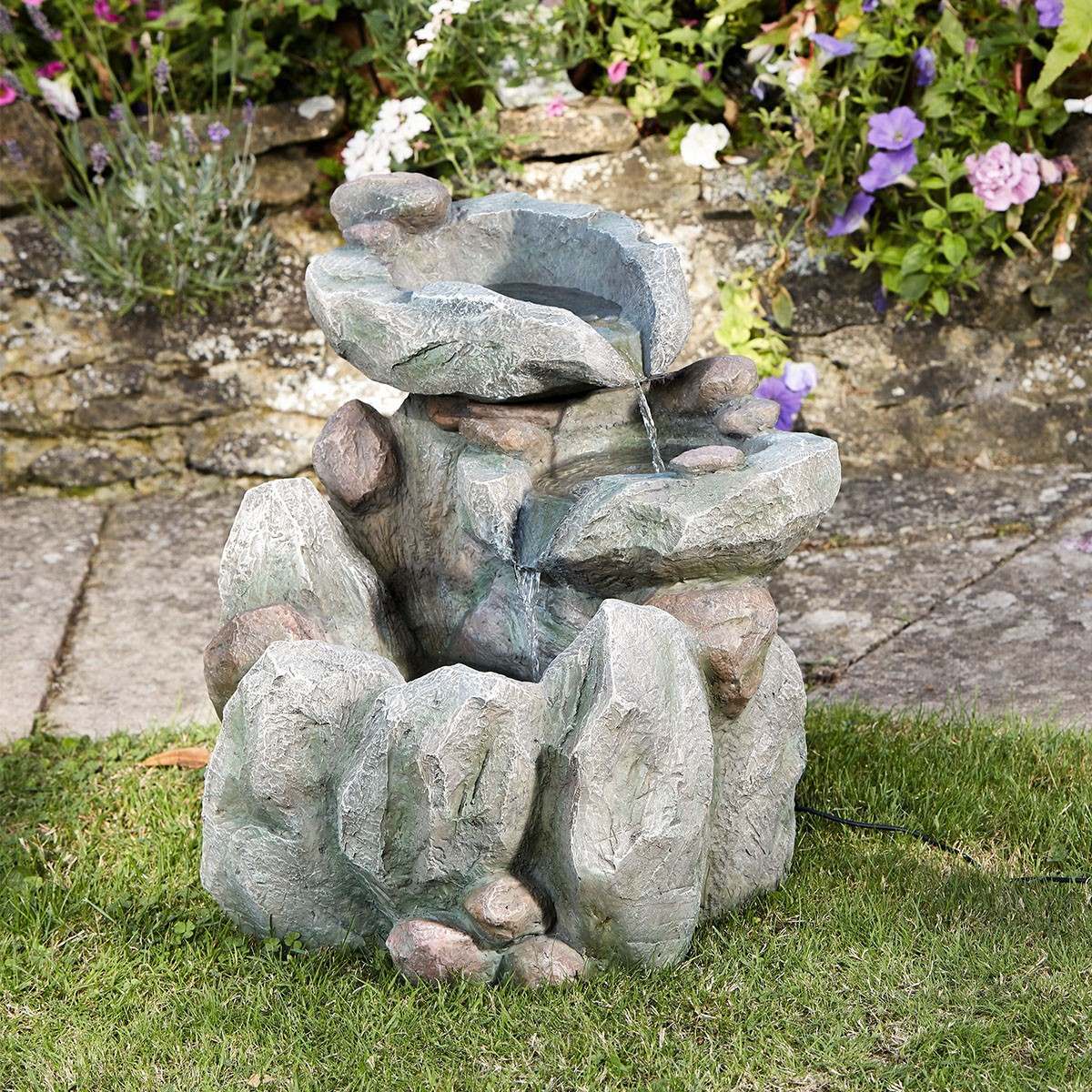 Solar Water Feature Rock Fall 51cm