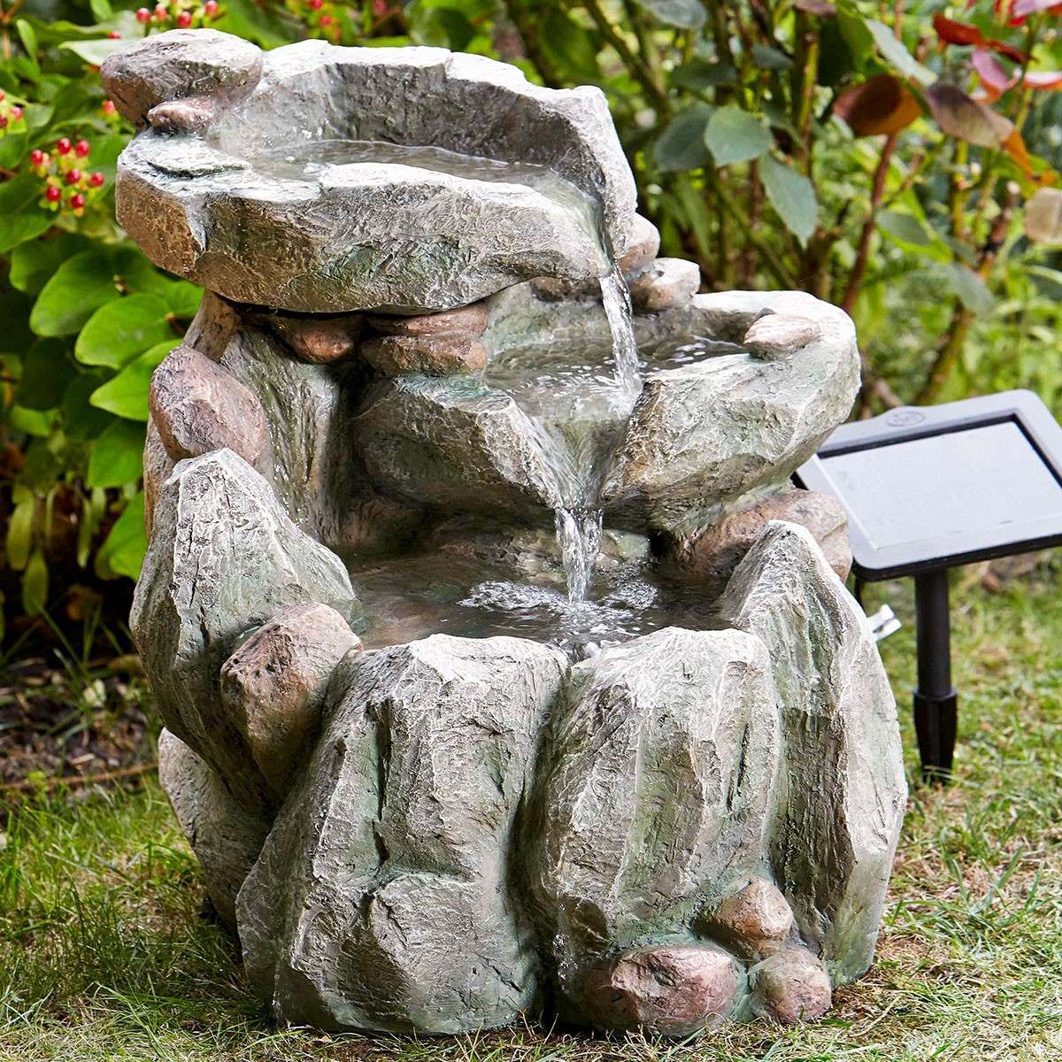 Solar Water Feature Rock Fall 51cm