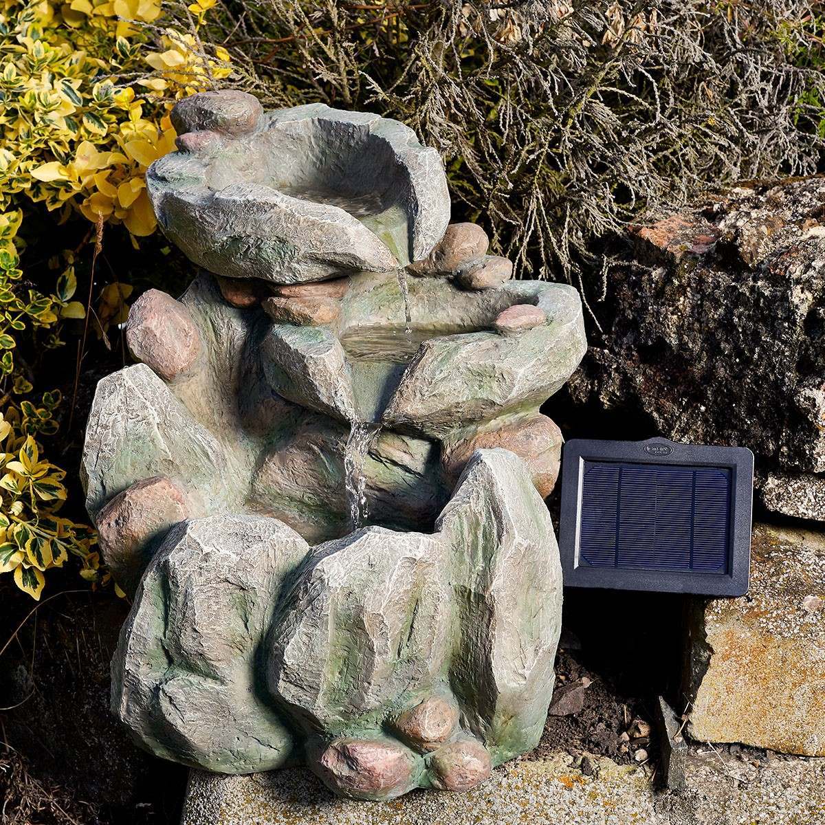 Solar Water Feature Rock Fall 51cm