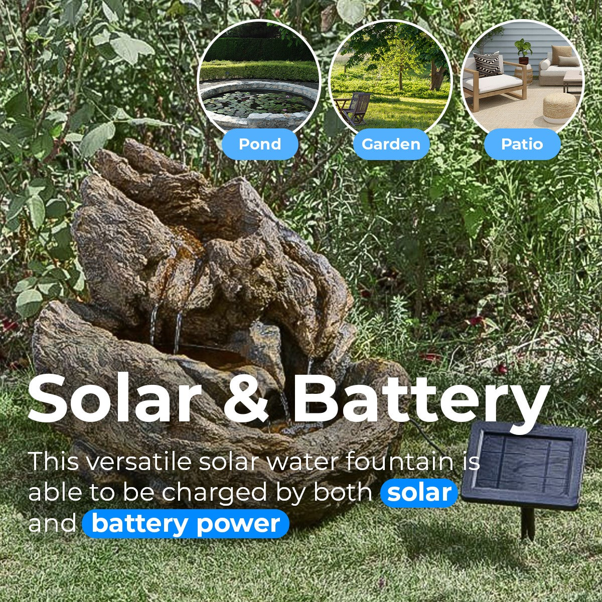 Battery & Solar Water Feature Wychwood Falls 35cm