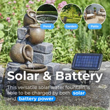 Cascading Pot Falls Solar Water Feature with Back up Battery