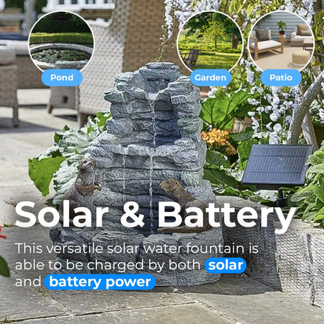 Battery & Solar Water Feature Otter Falls 54cm