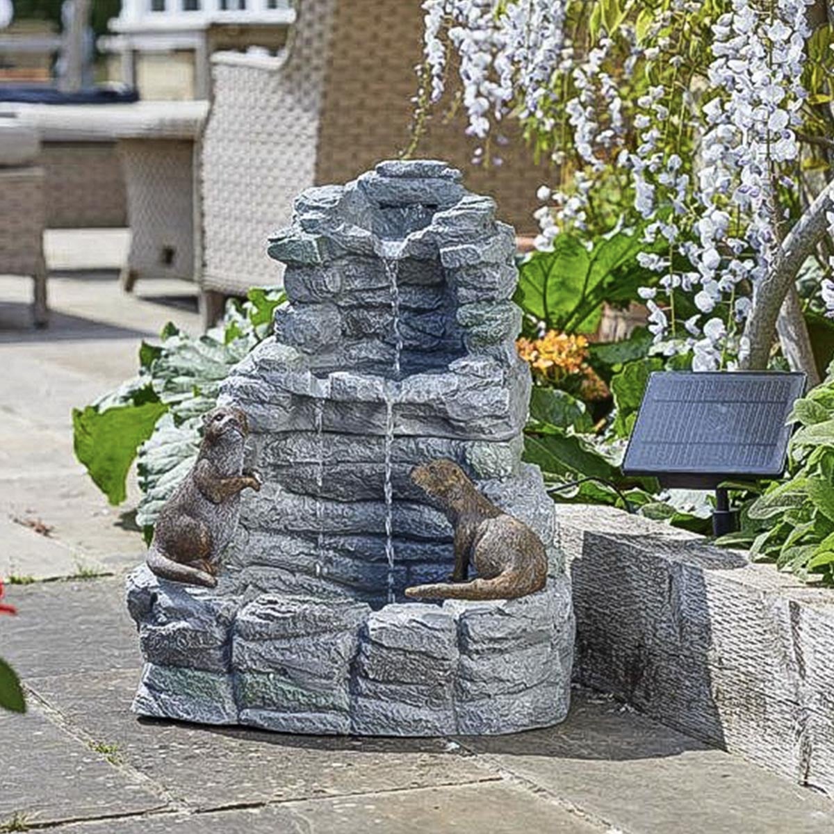 Battery & Solar Water Feature Otter Falls 54cm