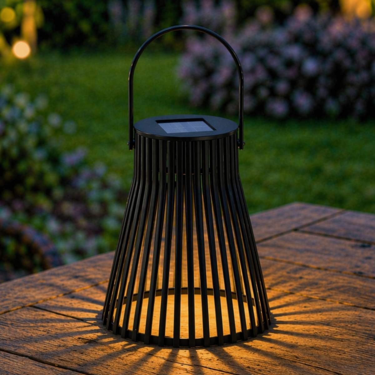 Slatted Solar Table Lantern 14cm