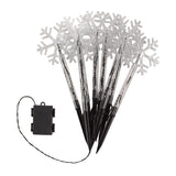 8 Snowflake LED Outdoor Battery Christmas Light Stakes 35cm