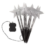8 Warm White Battery Outdoor Star Christmas Stake Lights 35cm