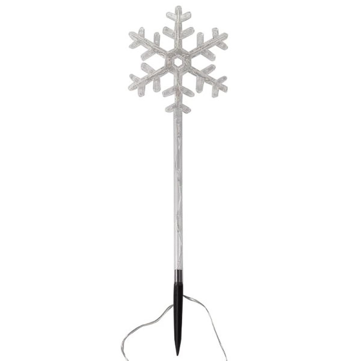 4 Warm White Outdoor Battery Snowflake Christmas Light Stakes 43cm
