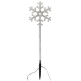 4 Warm White Outdoor Battery Snowflake Christmas Light Stakes 43cm