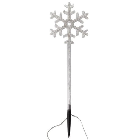 4 Warm White Outdoor Battery Snowflake Christmas Light Stakes 43cm