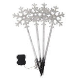 4 Warm White Outdoor Battery Snowflake Christmas Light Stakes 43cm