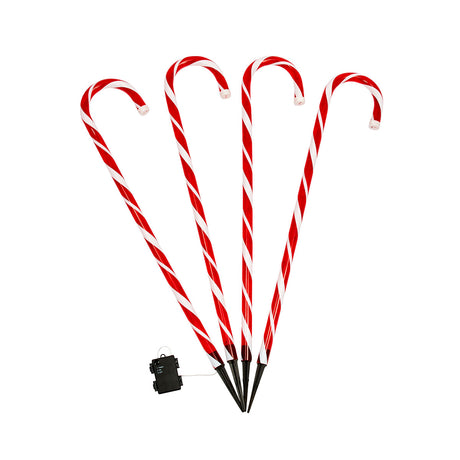 4 Battery Candy Cane Outdoor Christmas Light Stakes 75cm
