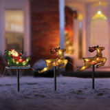 Outdoor Christmas Santa Sleigh with Reindeers Stake Lights