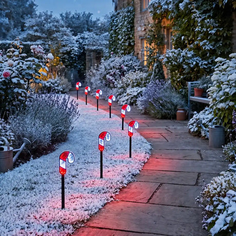Set of 4 Infinity Mirror Candy Cane Outdoor Christmas Stake Lights