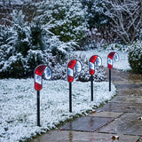 Set of 4 Infinity Mirror Candy Cane Outdoor Christmas Stake Lights