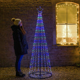 2.1m Outdoor Multi Function Firefly Wire Twinkle Christmas Tree, Multi Coloured LEDs