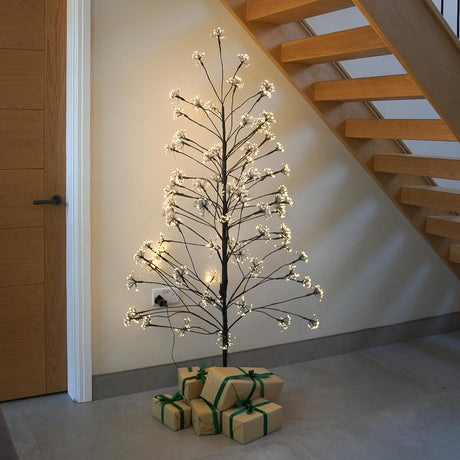 1.8m Black Outdoor LED Twig Christmas Tree with 2400 Warm White LEDs