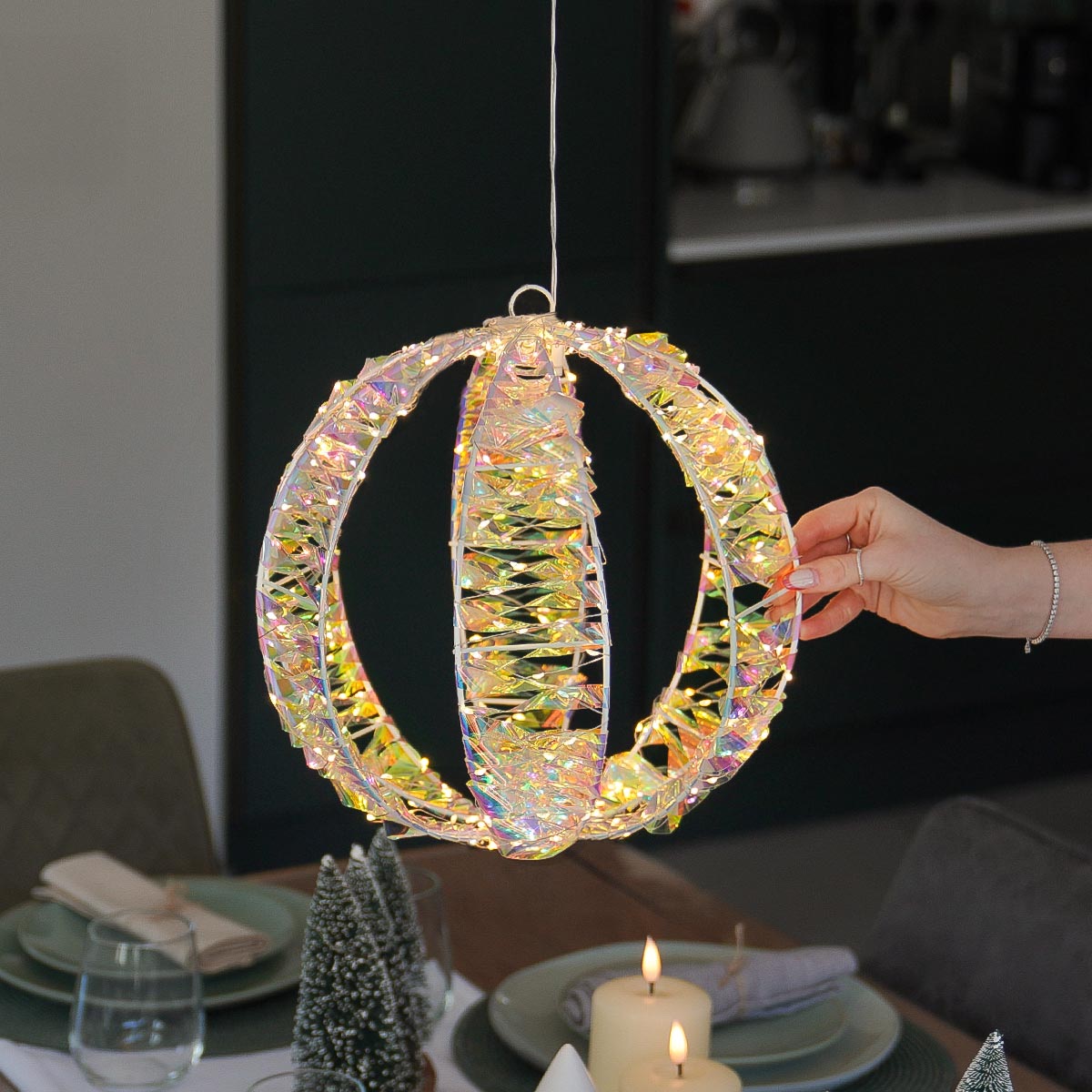 30cm Hanging Globe LED Outdoor Christmas Decoration
