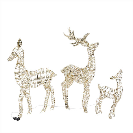 Gold Twist Outdoor Christmas Decoration Light up Reindeer Family