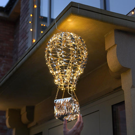 50cm Gold Twist Hot Air Balloon LED Outdoor Christmas Decoration