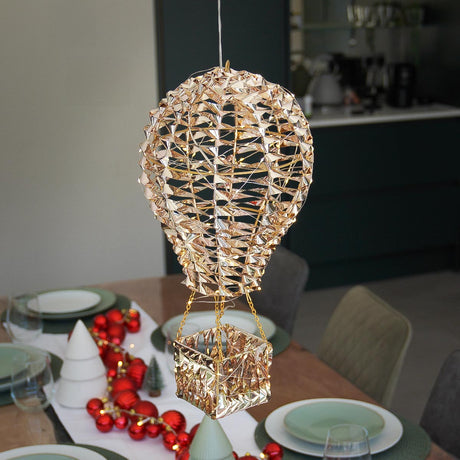 50cm Gold Twist Hot Air Balloon LED Outdoor Christmas Decoration